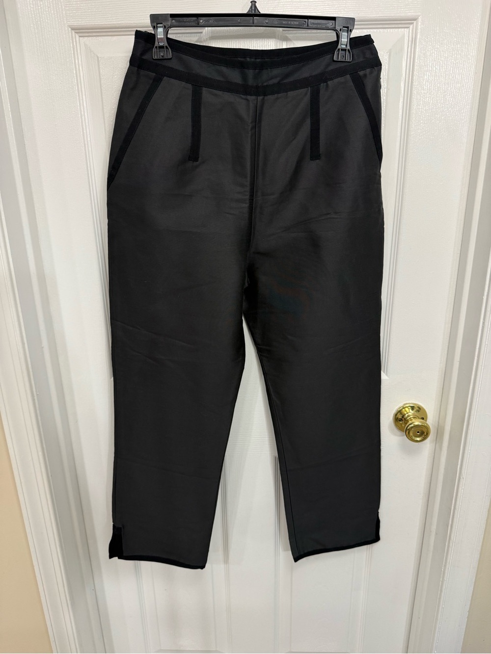 Isa Arfen Cotton/Silk Black High Waist Dress Pants US 6 Quiet Luxury Designer